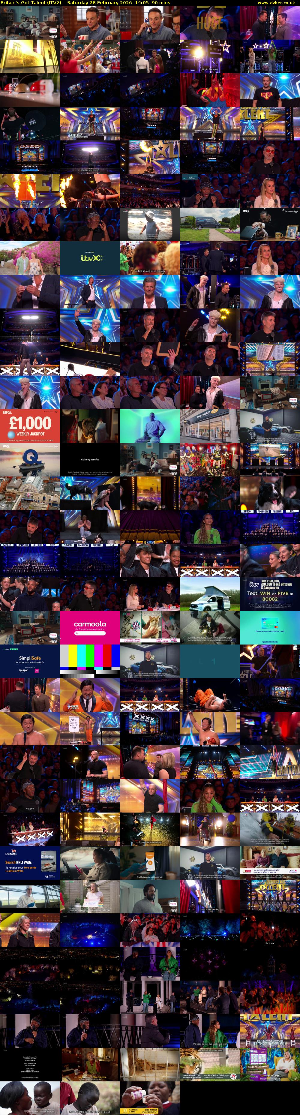 Britain's Got Talent (ITV2) Saturday 28 February 2026 14:05 - 15:35
