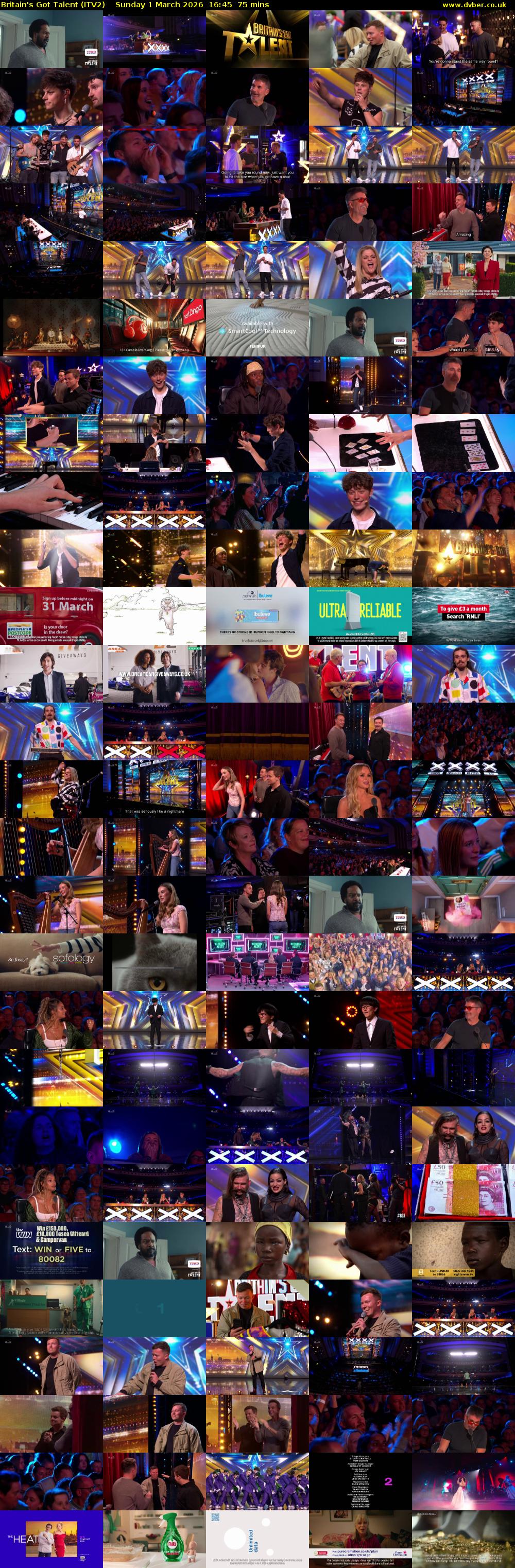 Britain's Got Talent (ITV2) Sunday 1 March 2026 16:45 - 18:00