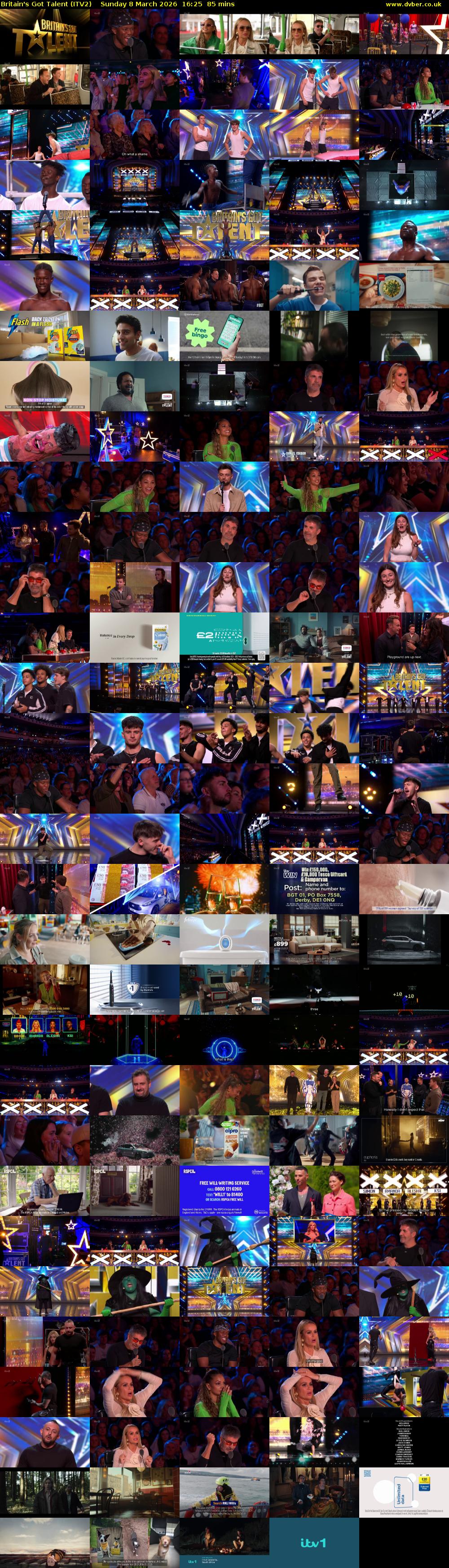 Britain's Got Talent (ITV2) Sunday 8 March 2026 16:25 - 17:50
