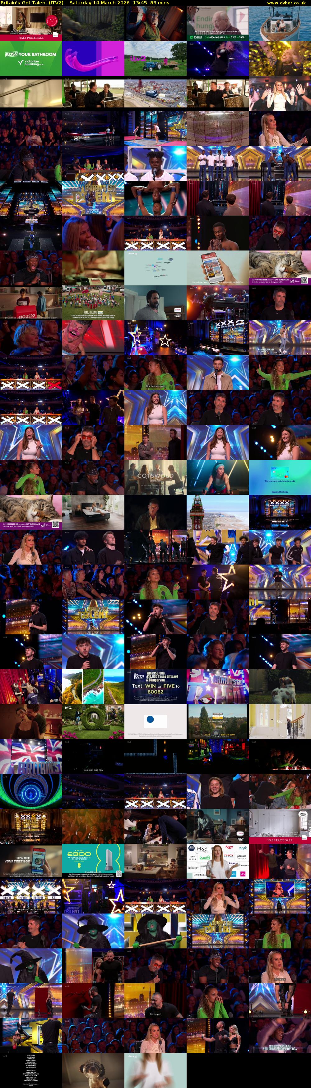Britain's Got Talent (ITV2) Saturday 14 March 2026 13:45 - 15:10