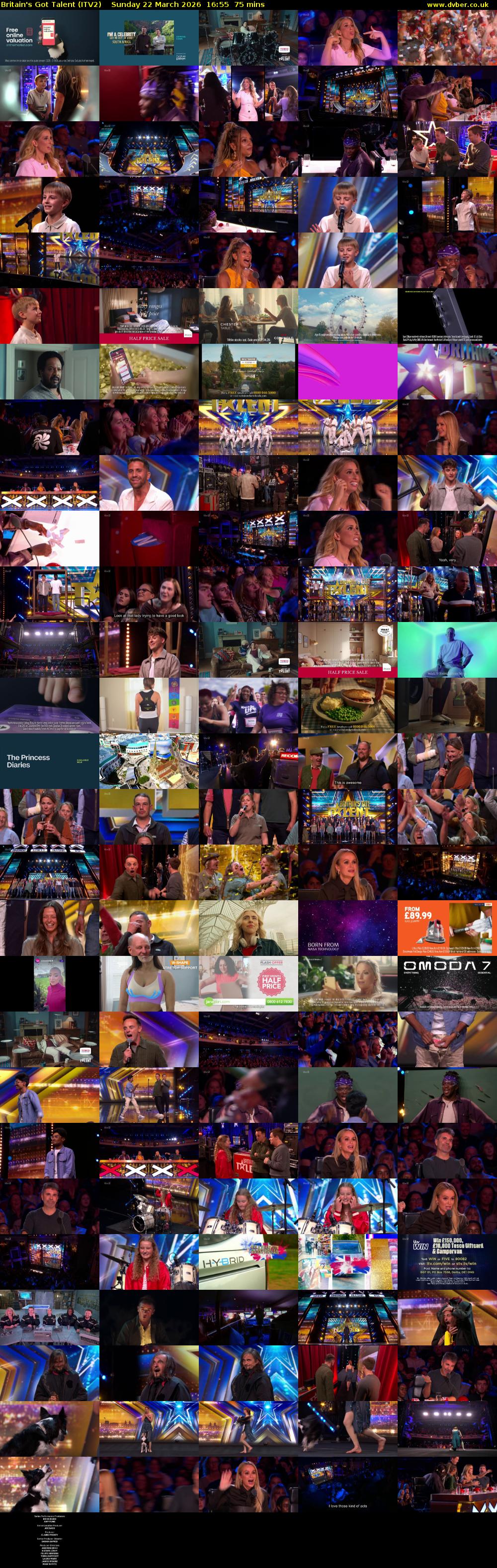 Britain's Got Talent (ITV2) Sunday 22 March 2026 16:55 - 18:10