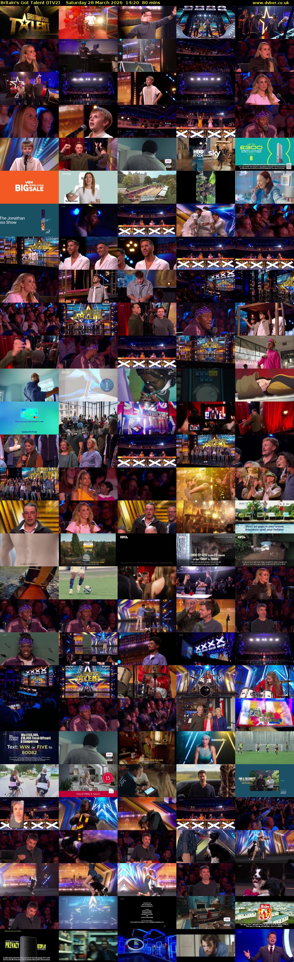 Britain's Got Talent (ITV2) Saturday 28 March 2026 14:20 - 15:40