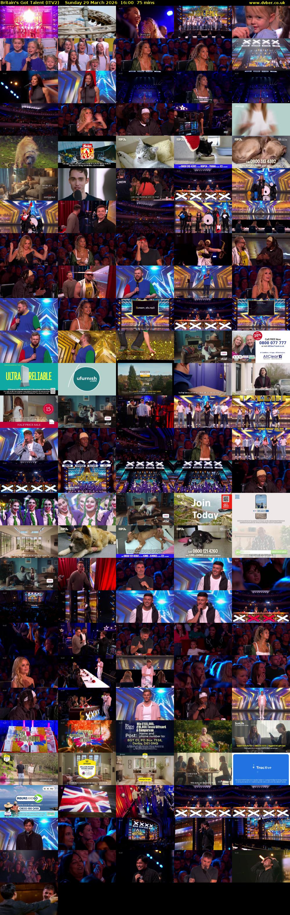 Britain's Got Talent (ITV2) Sunday 29 March 2026 16:00 - 17:15