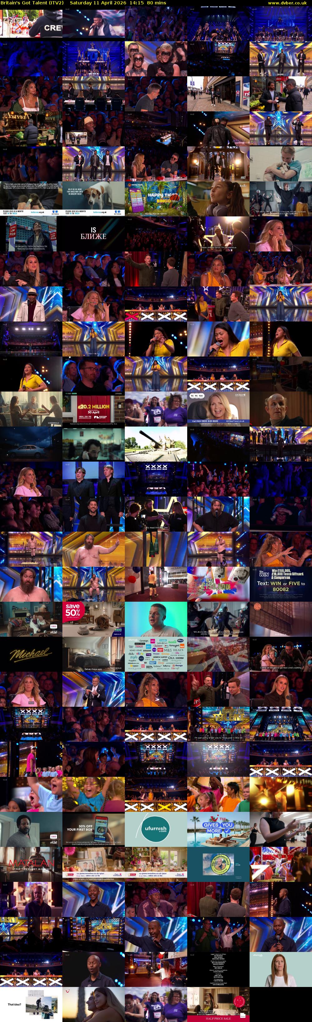 Britain's Got Talent (ITV2) Saturday 11 April 2026 14:15 - 15:35