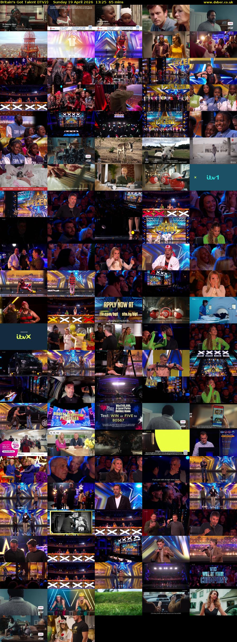 Britain's Got Talent (ITV2) Sunday 19 April 2026 13:25 - 14:30