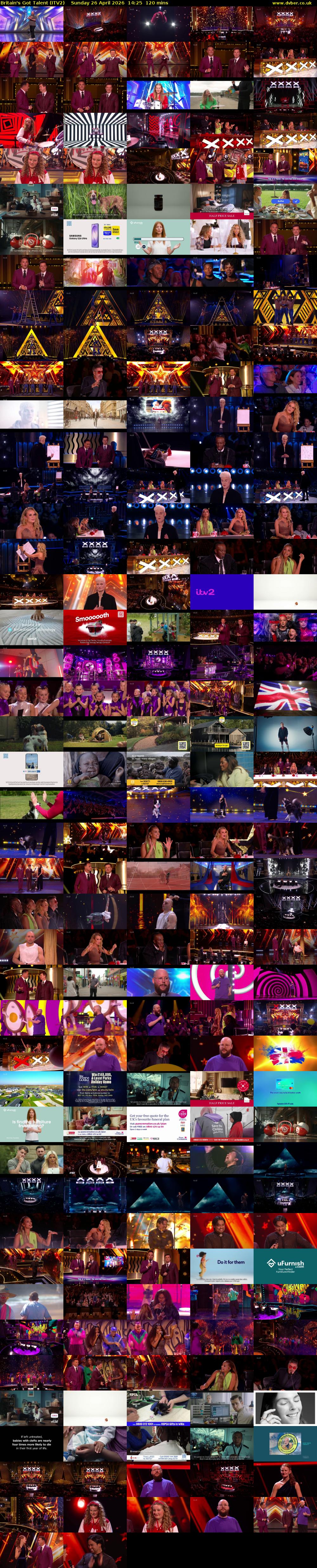 Britain's Got Talent (ITV2) Sunday 26 April 2026 14:25 - 16:25