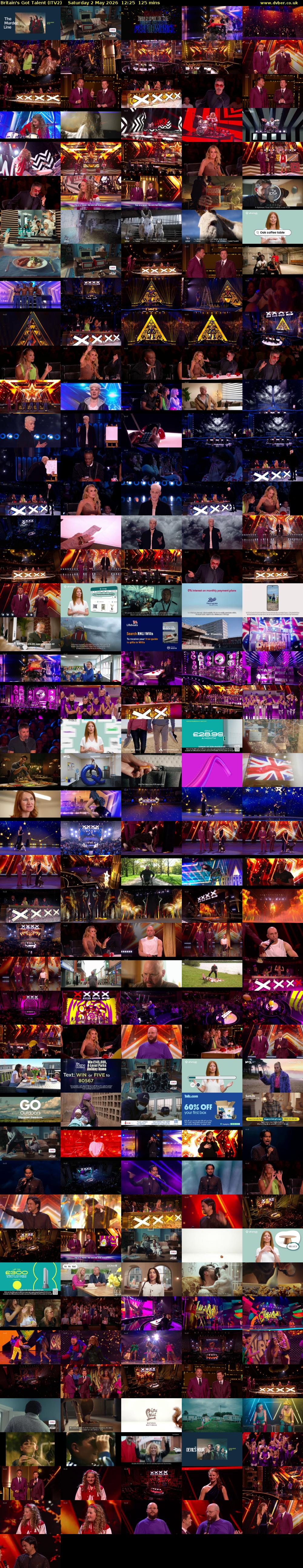 Britain's Got Talent (ITV2) Saturday 2 May 2026 12:25 - 14:30