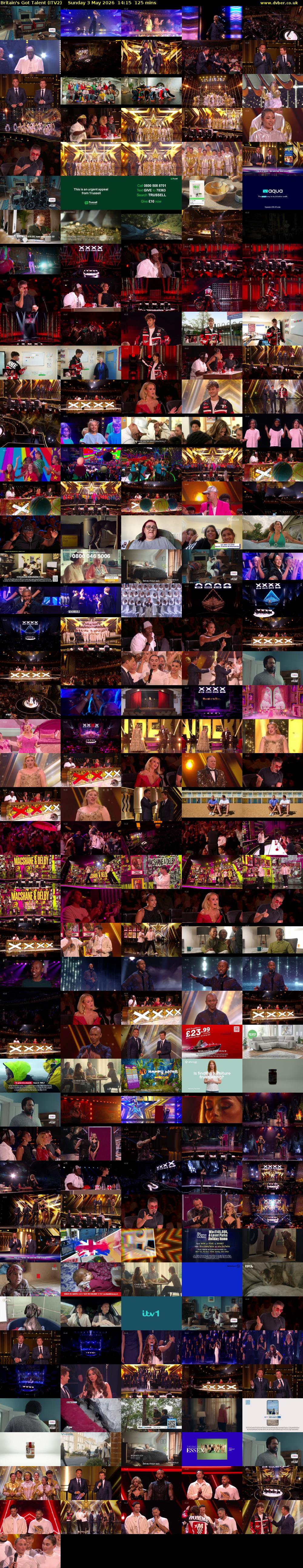 Britain's Got Talent (ITV2) Sunday 3 May 2026 14:15 - 16:20