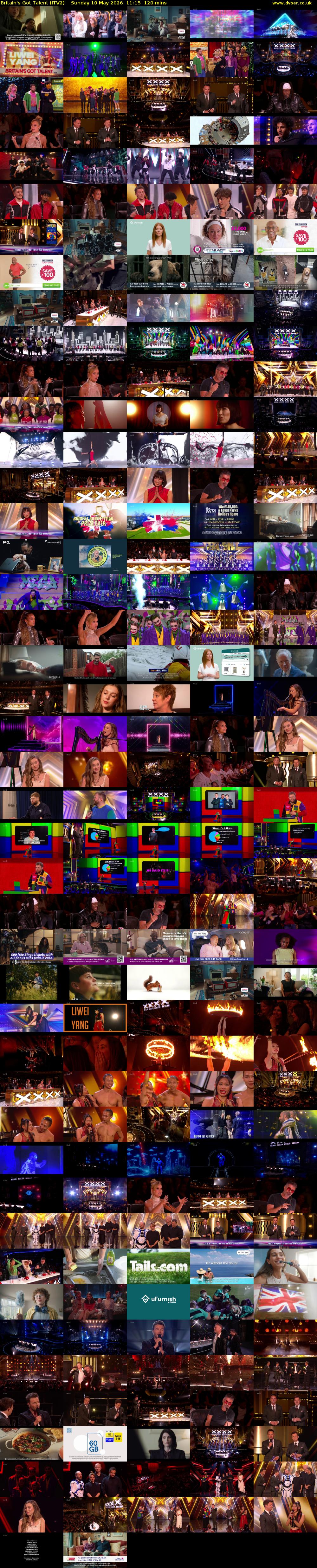 Britain's Got Talent (ITV2) Sunday 10 May 2026 11:15 - 13:15
