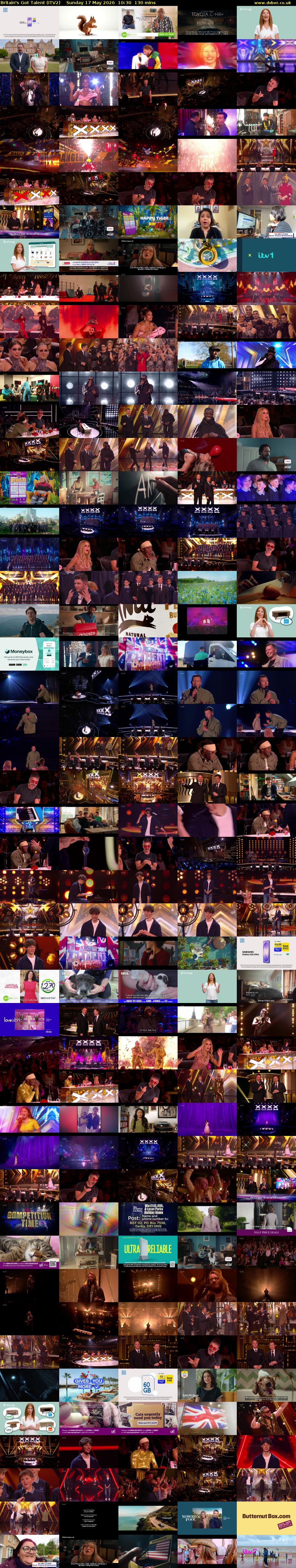 Britain's Got Talent (ITV2) Sunday 17 May 2026 10:30 - 12:40