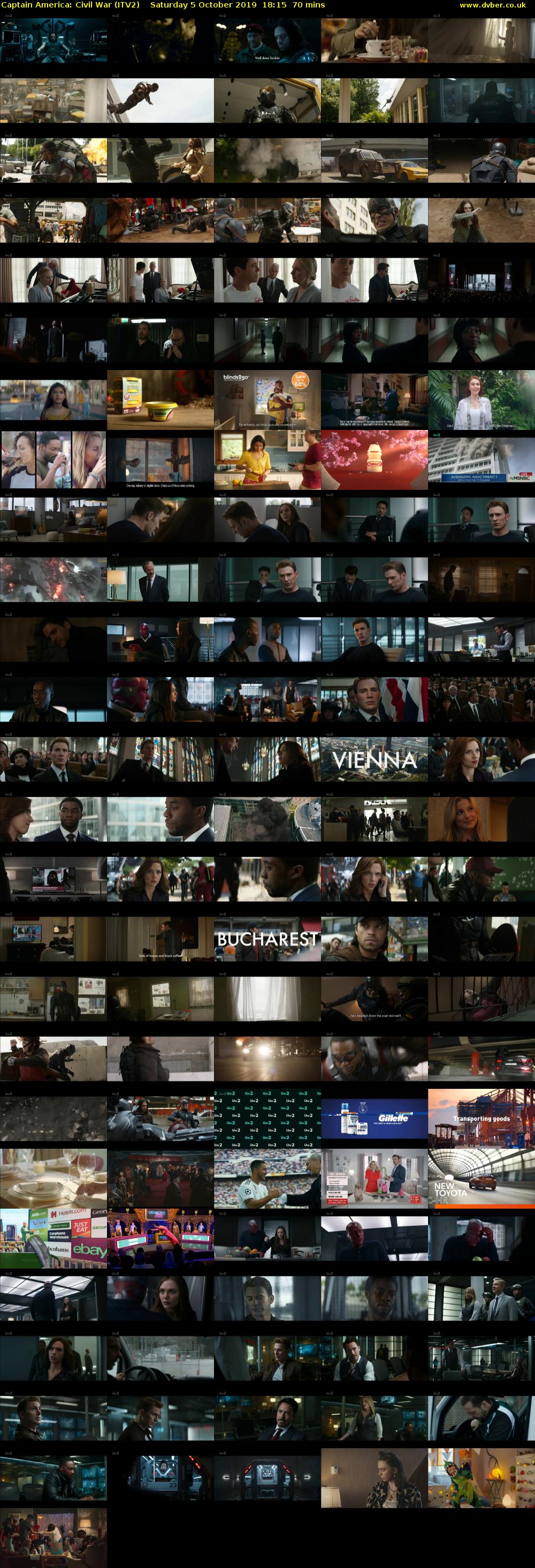 Captain America: Civil War (ITV2) Saturday 5 October 2019 18:15 - 19:25