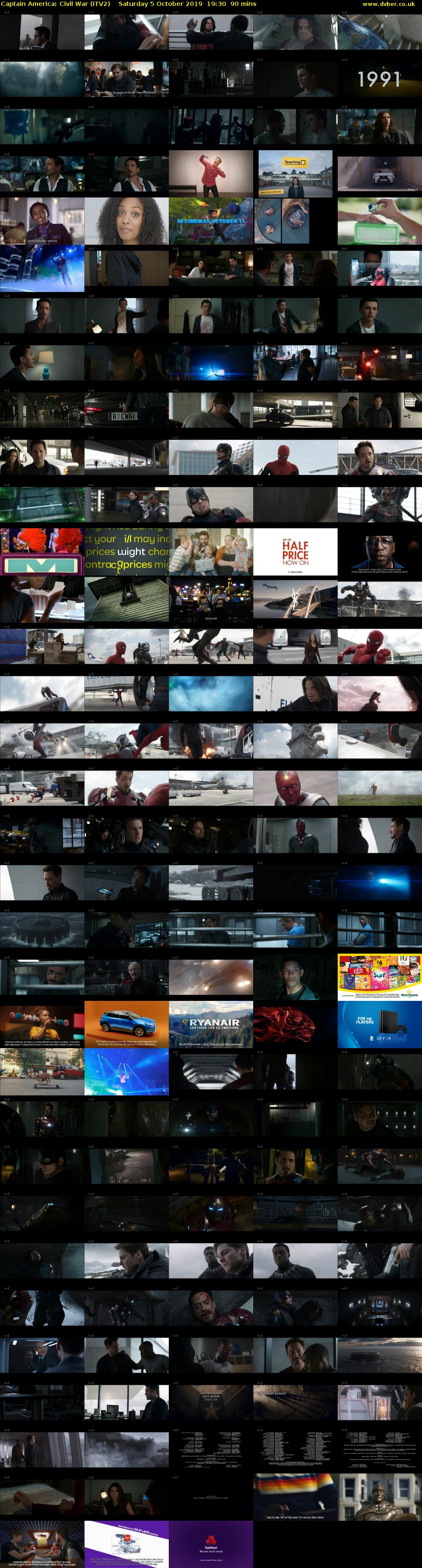 Captain America: Civil War (ITV2) Saturday 5 October 2019 19:30 - 21:00