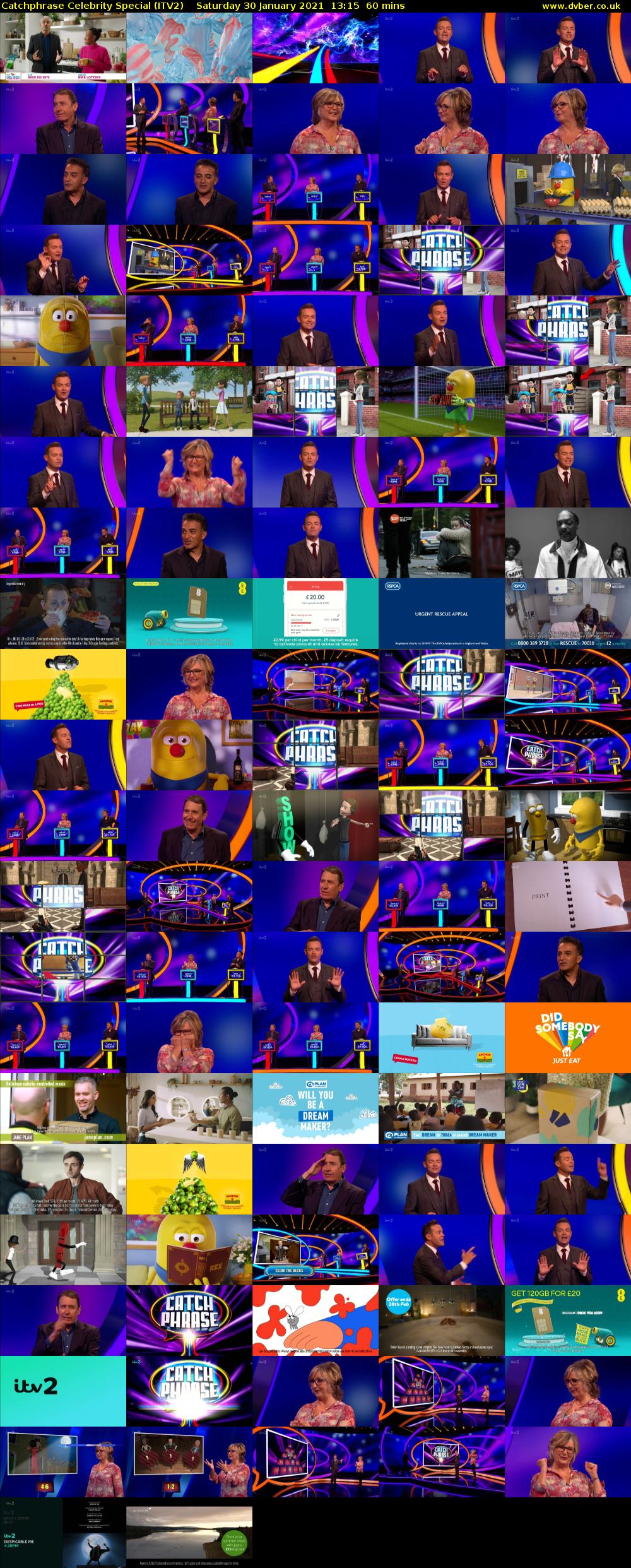 Catchphrase Celebrity Special (ITV2) Saturday 30 January 2021 13:15 - 14:15