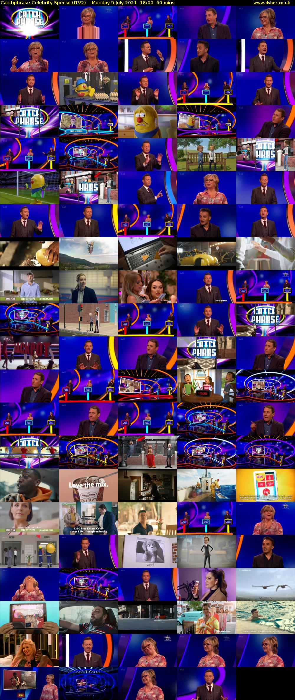 Catchphrase Celebrity Special (ITV2) Monday 5 July 2021 18:00 - 19:00