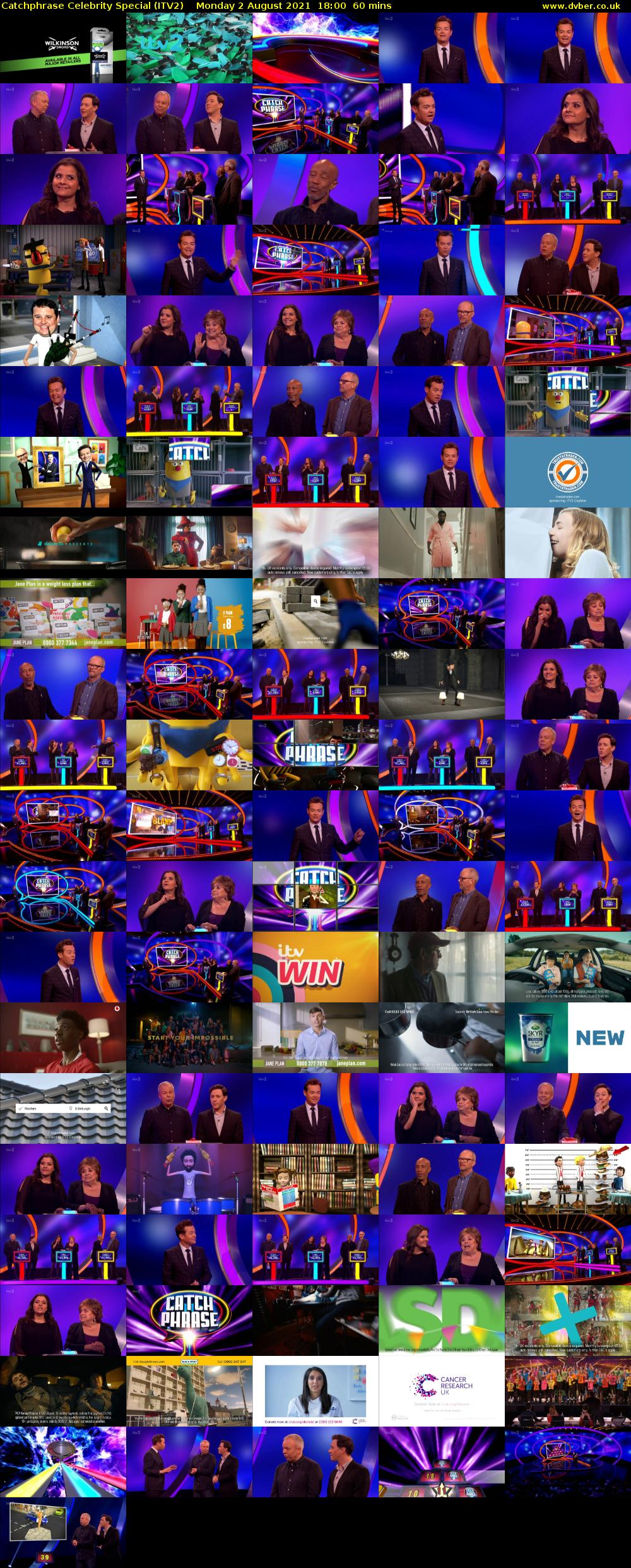 Catchphrase Celebrity Special (ITV2) Monday 2 August 2021 18:00 - 19:00