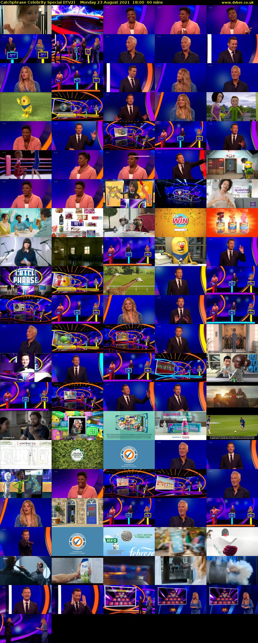Catchphrase Celebrity Special (ITV2) Monday 23 August 2021 18:00 - 19:00