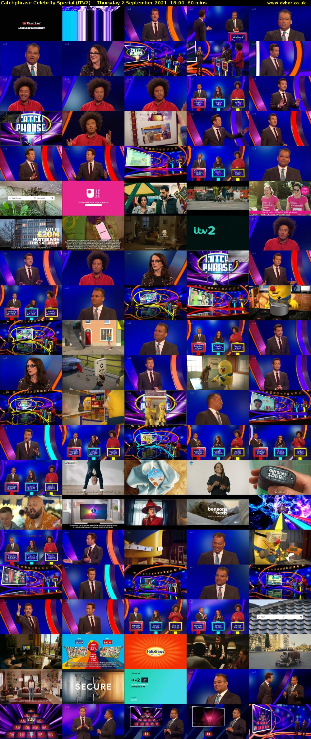 Catchphrase Celebrity Special (ITV2) Thursday 2 September 2021 18:00 - 19:00