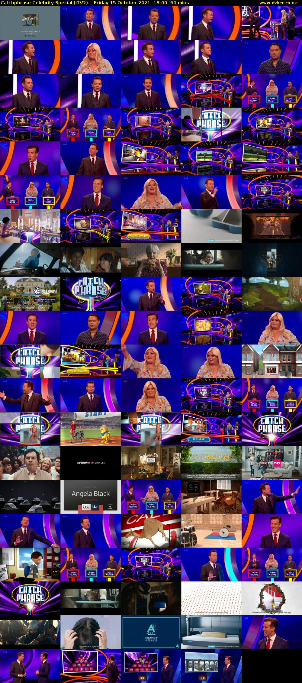 Catchphrase Celebrity Special (ITV2) Friday 15 October 2021 18:00 - 19:00