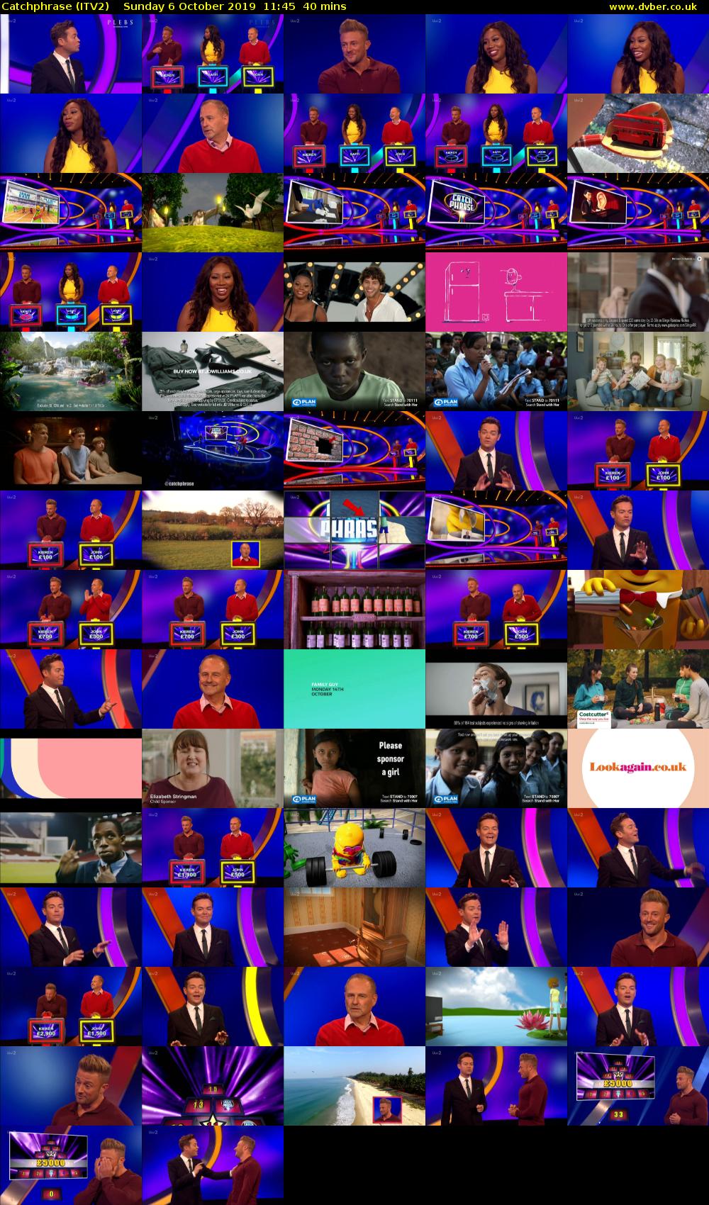 Catchphrase (ITV2) Sunday 6 October 2019 11:45 - 12:25