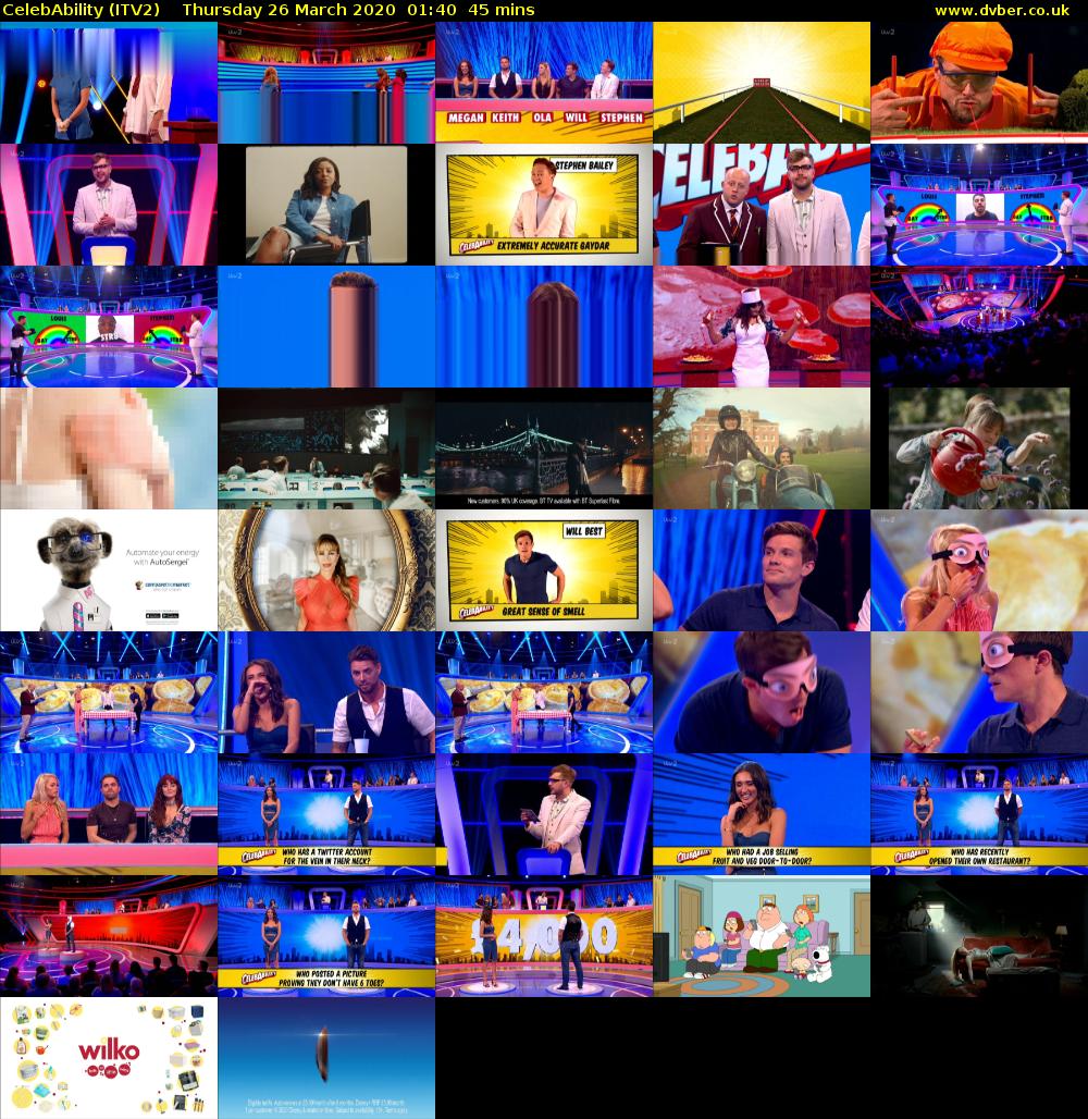 CelebAbility (ITV2) Thursday 26 March 2020 01:40 - 02:25