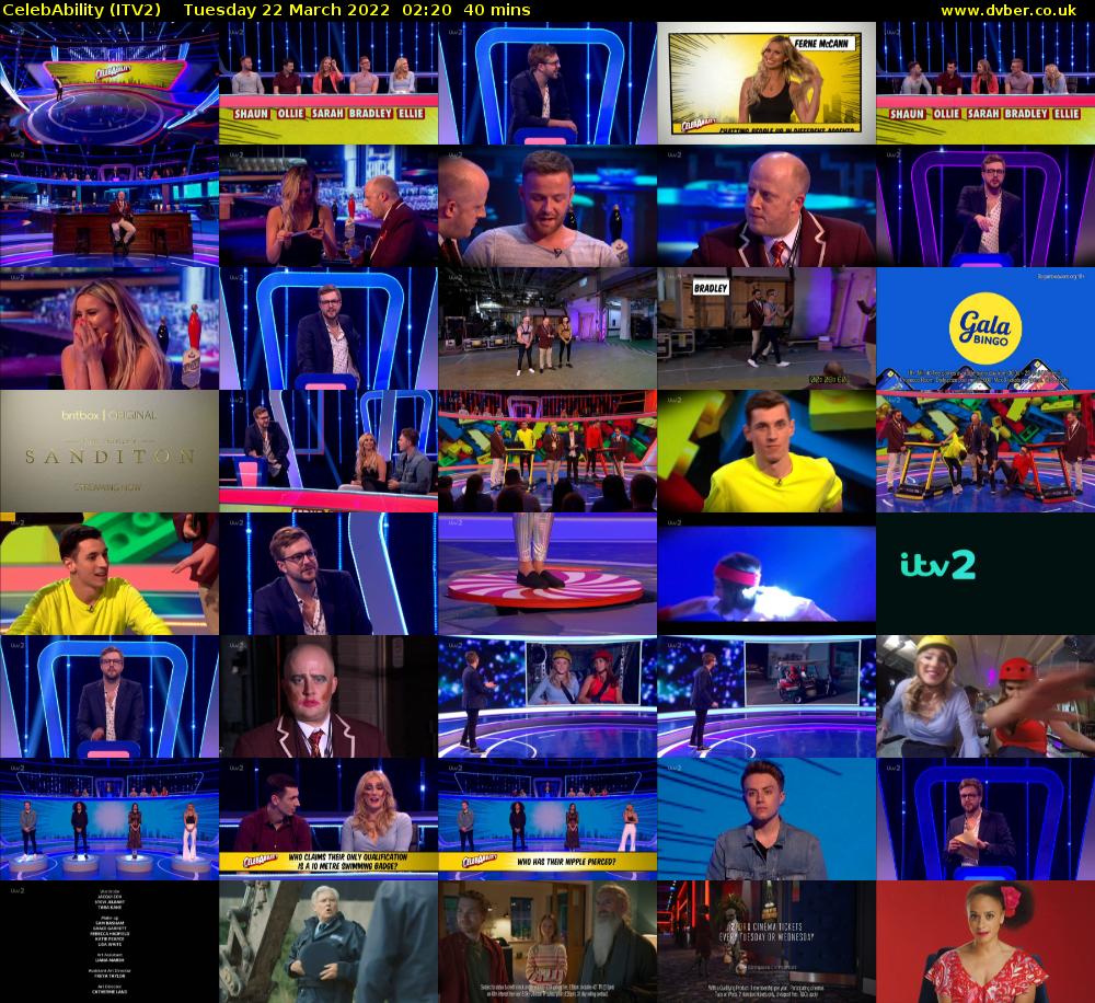 CelebAbility (ITV2) Tuesday 22 March 2022 02:20 - 03:00