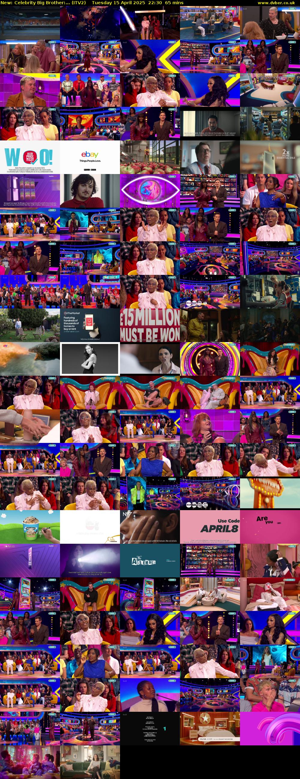 Celebrity Big Brother:... (ITV2) Tuesday 15 April 2025 22:30 - 23:35