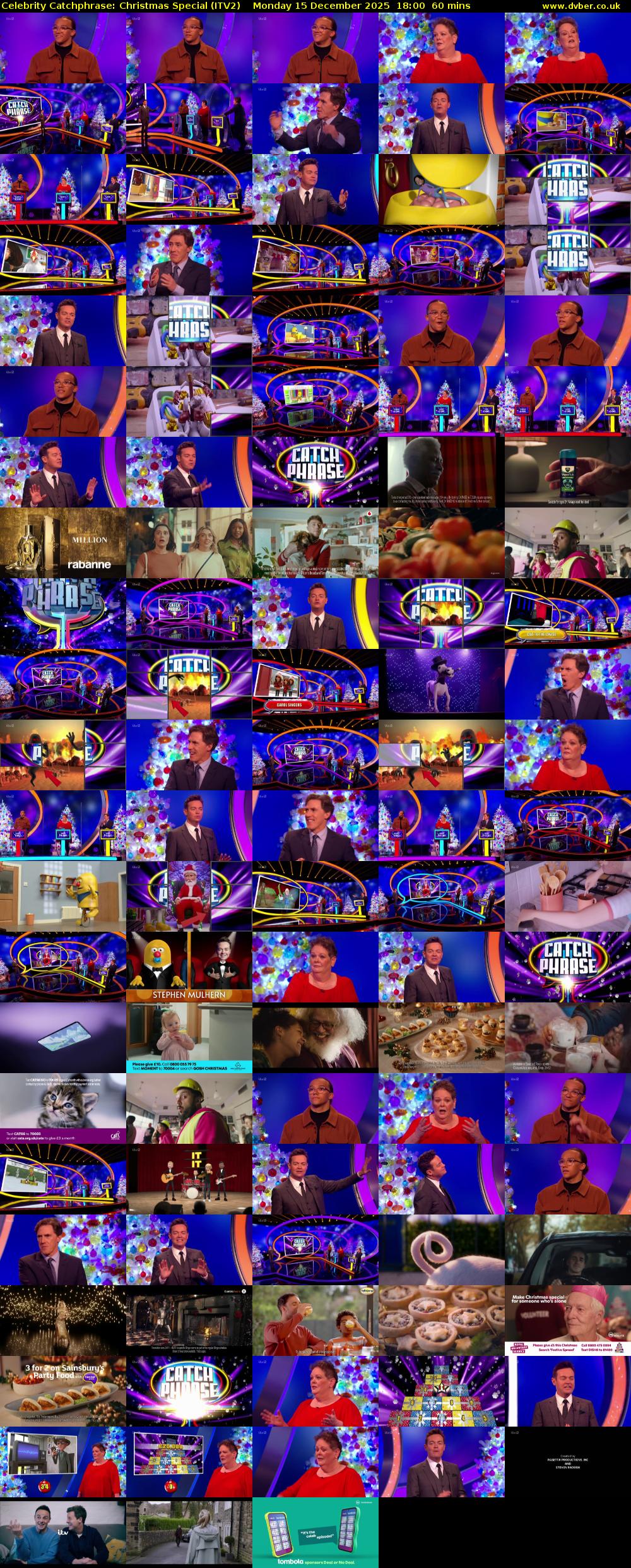 Celebrity Catchphrase: Christmas Special (ITV2) Monday 15 December 2025 18:00 - 19:00