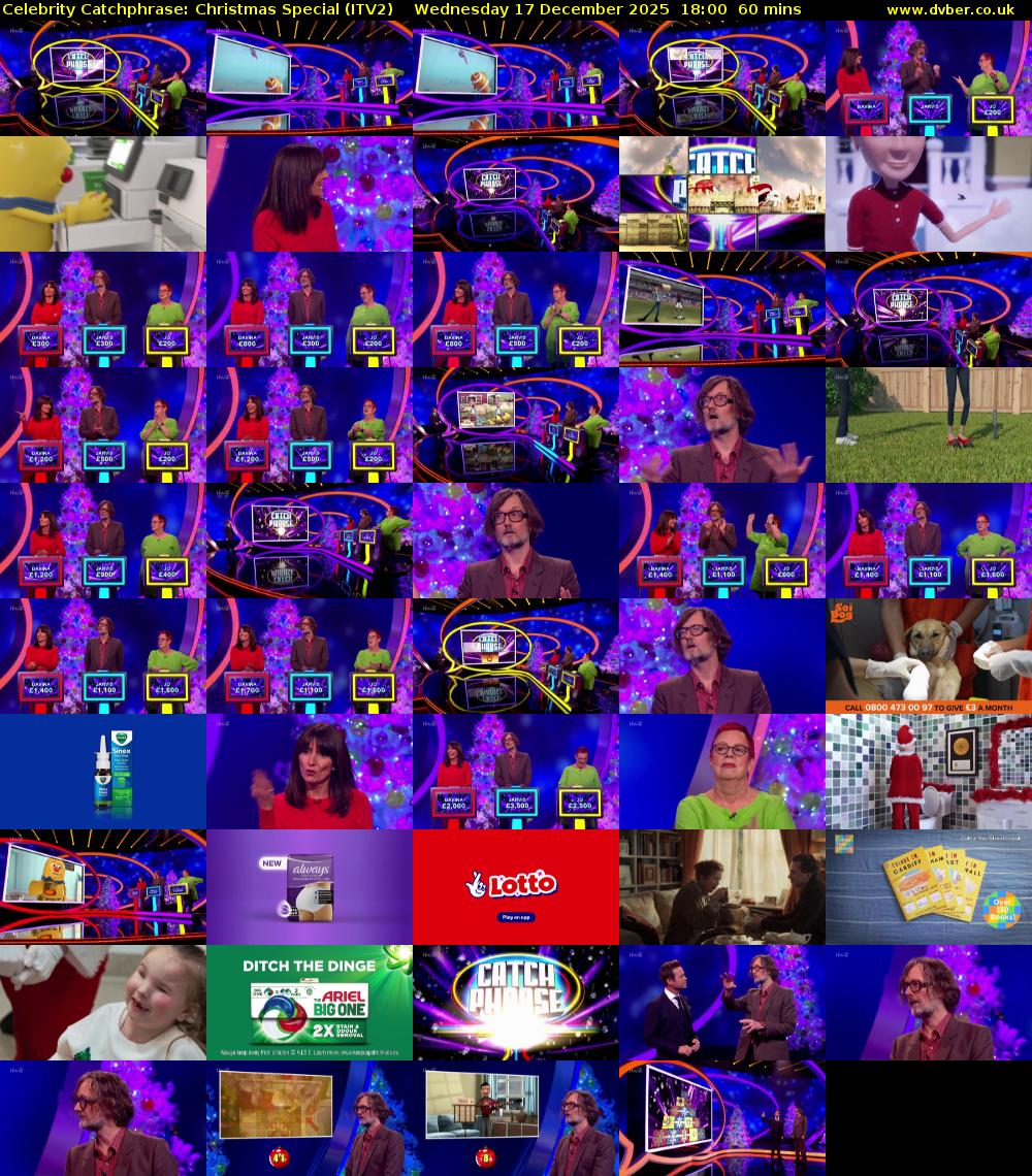 Celebrity Catchphrase: Christmas Special (ITV2) Wednesday 17 December 2025 18:00 - 19:00