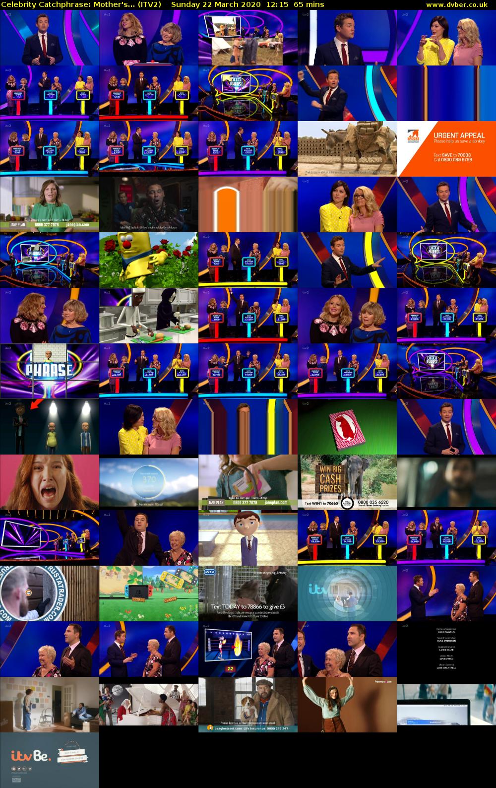 Celebrity Catchphrase: Mother's... (ITV2) Sunday 22 March 2020 12:15 - 13:20