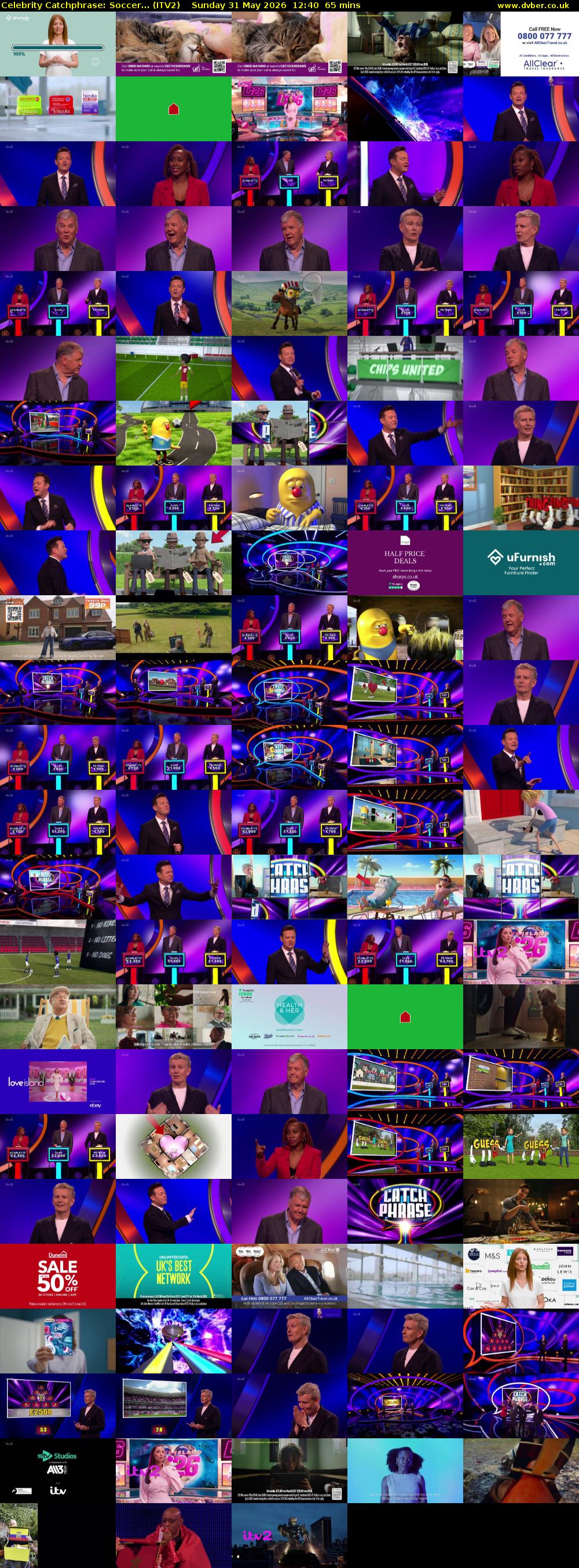Celebrity Catchphrase: Soccer... (ITV2) Sunday 31 May 2026 12:40 - 13:45
