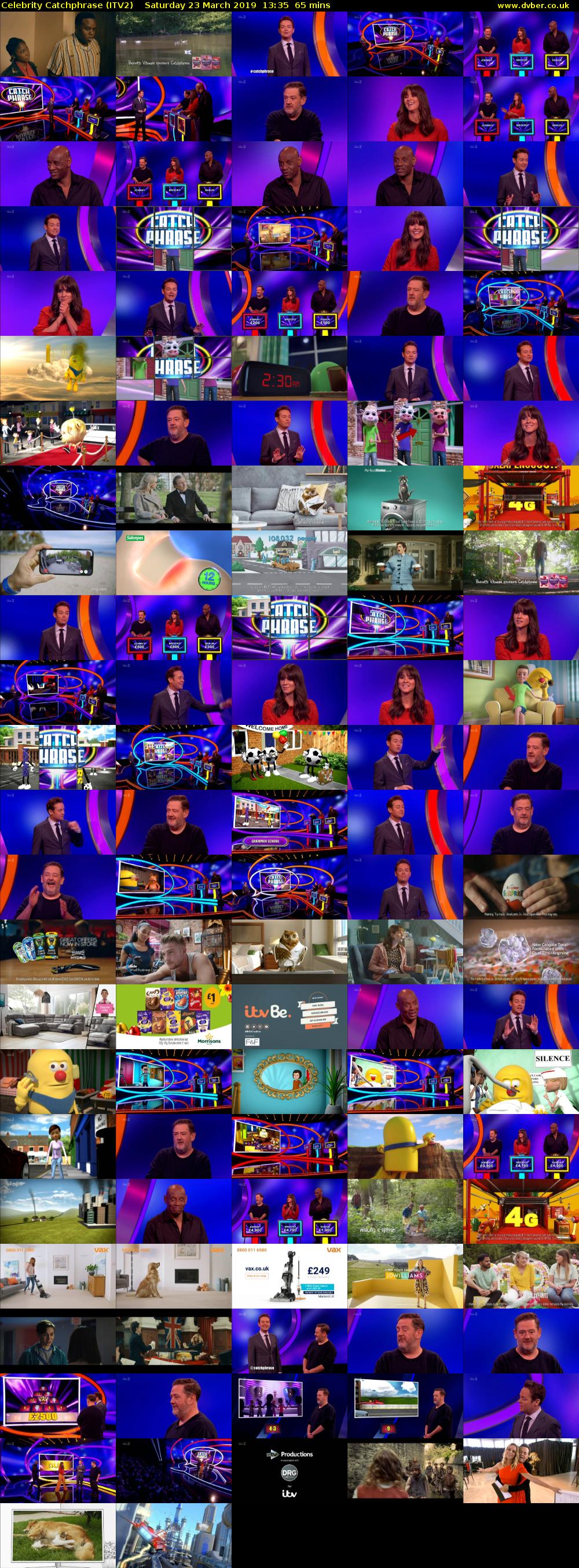 Celebrity Catchphrase (ITV2) Saturday 23 March 2019 13:35 - 14:40