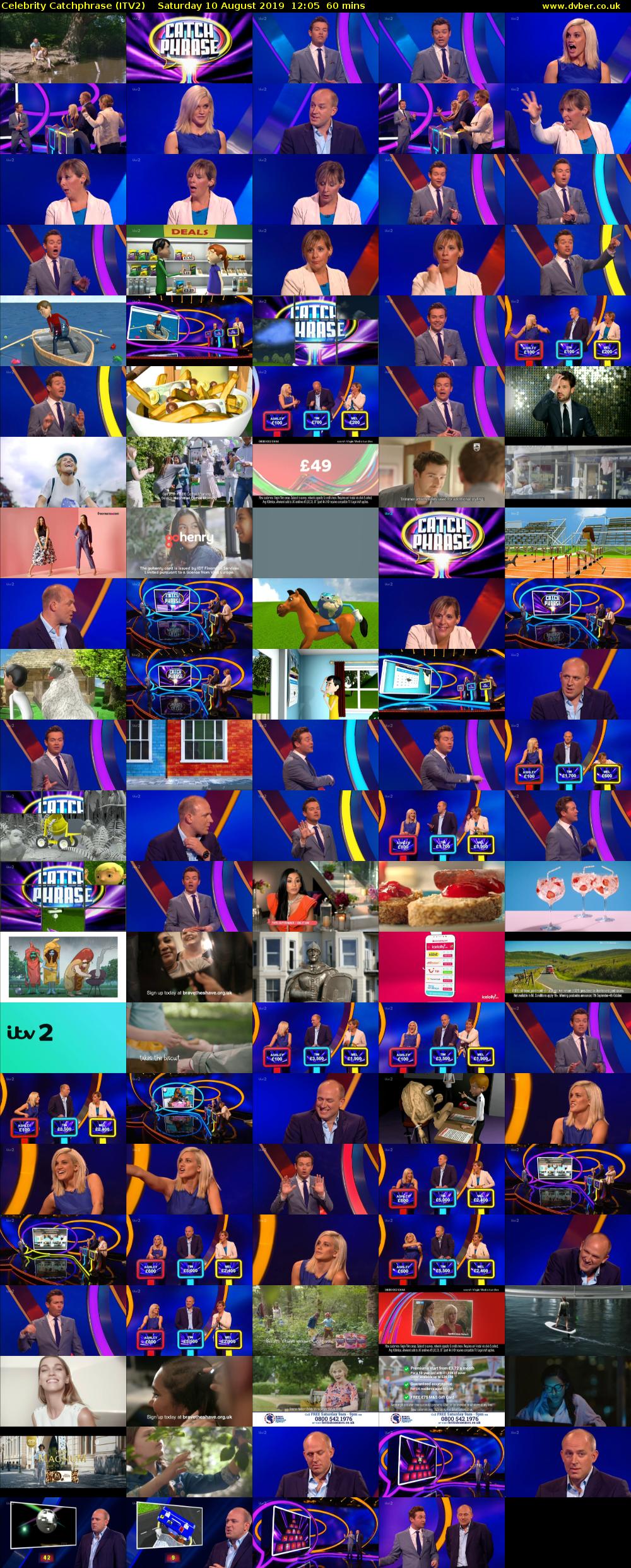 Celebrity Catchphrase (ITV2) Saturday 10 August 2019 12:05 - 13:05
