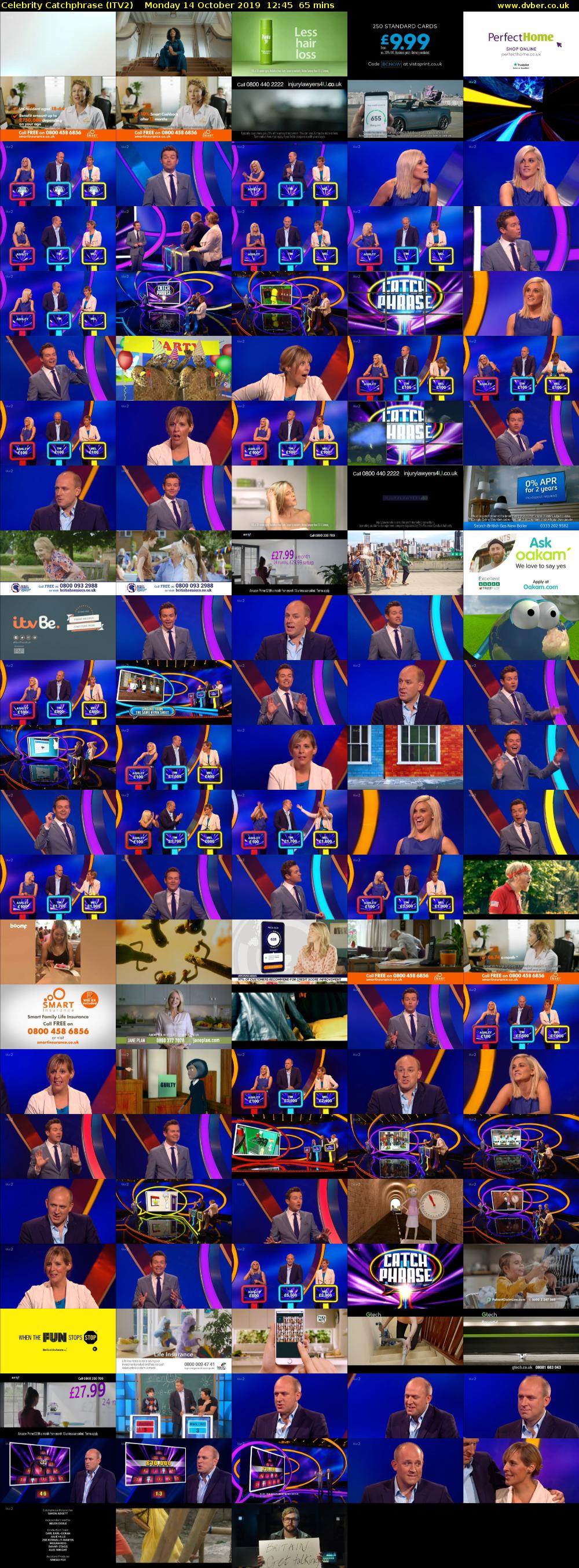 Celebrity Catchphrase (ITV2) Monday 14 October 2019 12:45 - 13:50