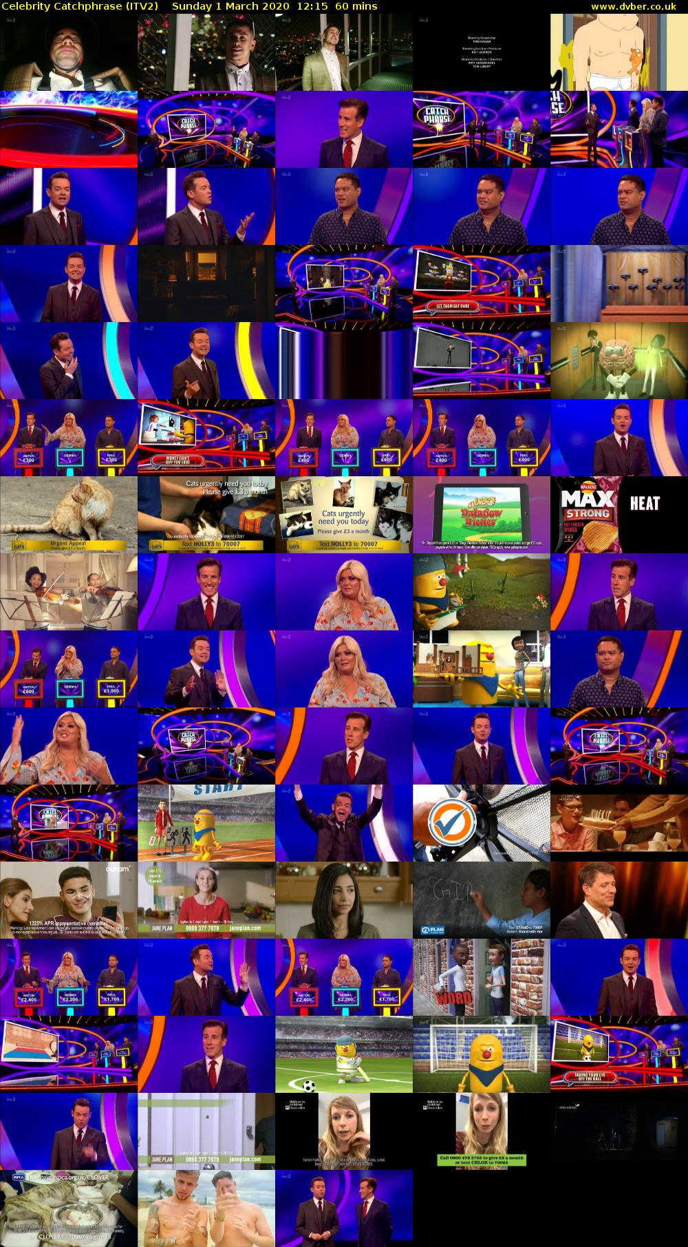 Celebrity Catchphrase (ITV2) Sunday 1 March 2020 12:15 - 13:15
