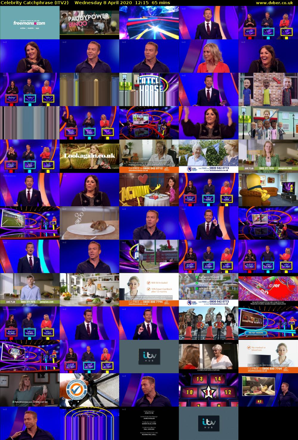 Celebrity Catchphrase (ITV2) Wednesday 8 April 2020 12:15 - 13:20