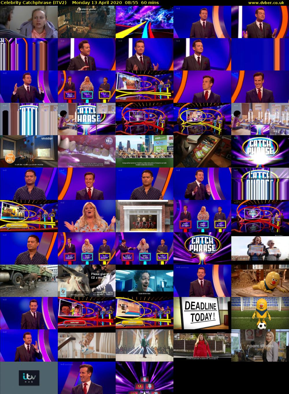 Celebrity Catchphrase (ITV2) Monday 13 April 2020 08:55 - 09:55