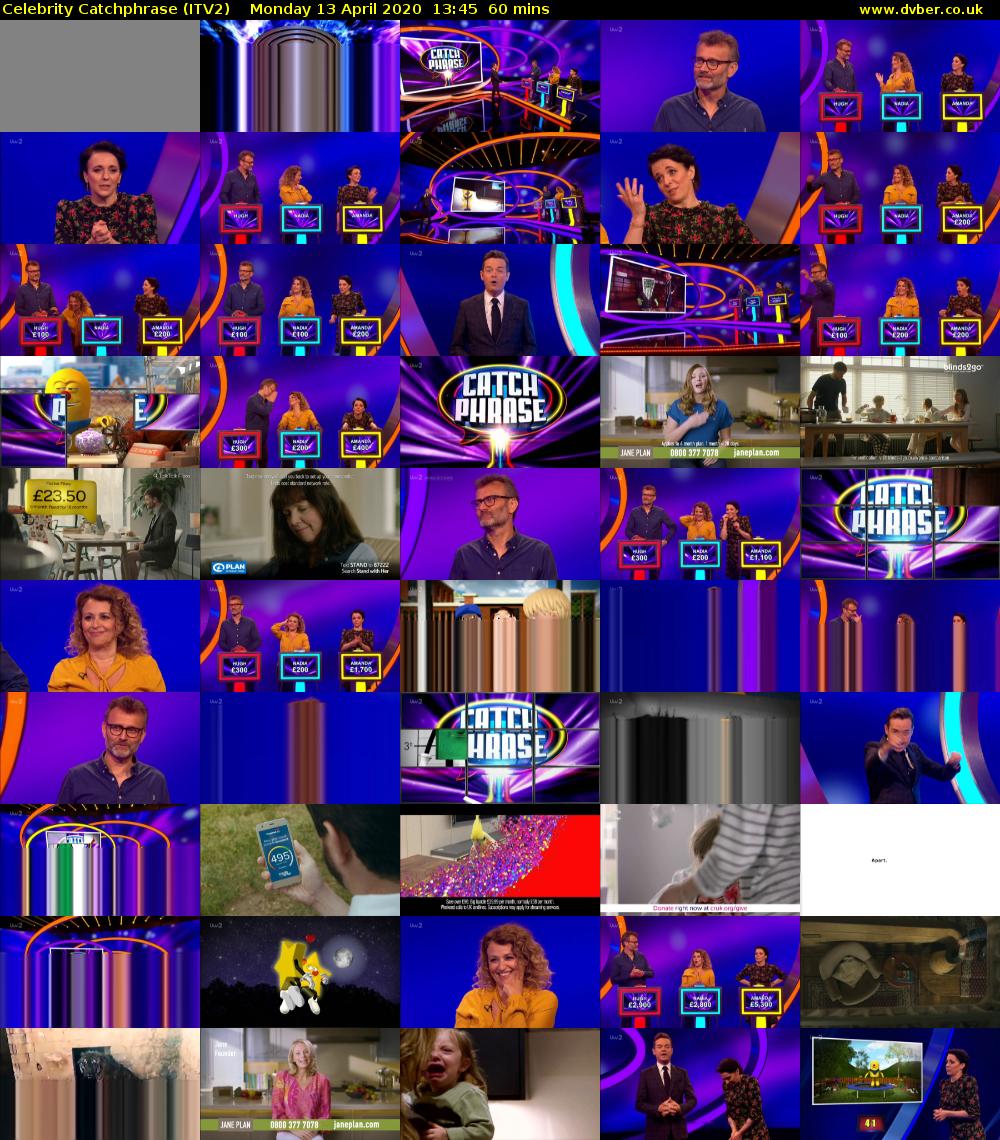 Celebrity Catchphrase (ITV2) Monday 13 April 2020 13:45 - 14:45
