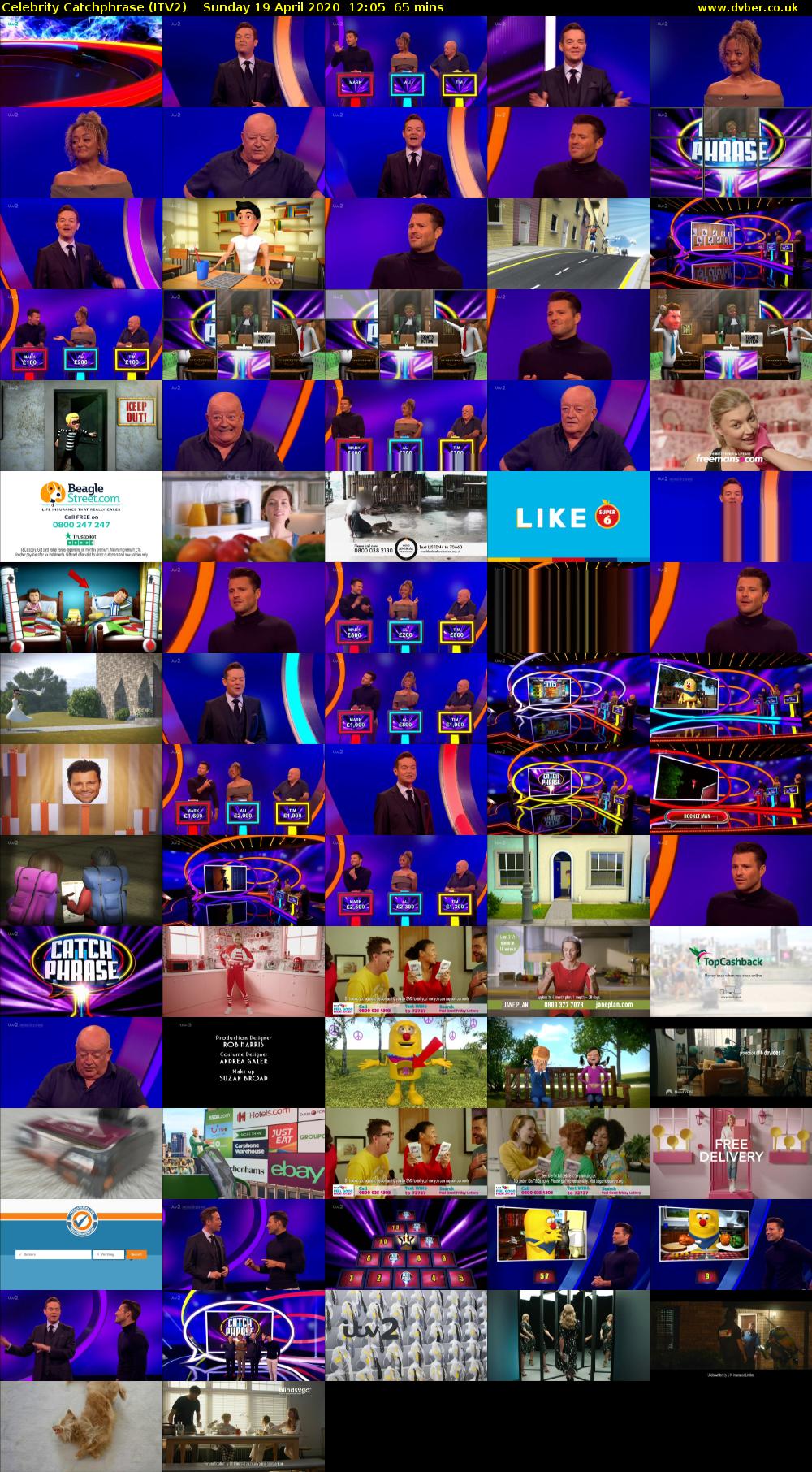 Celebrity Catchphrase (ITV2) Sunday 19 April 2020 12:05 - 13:10