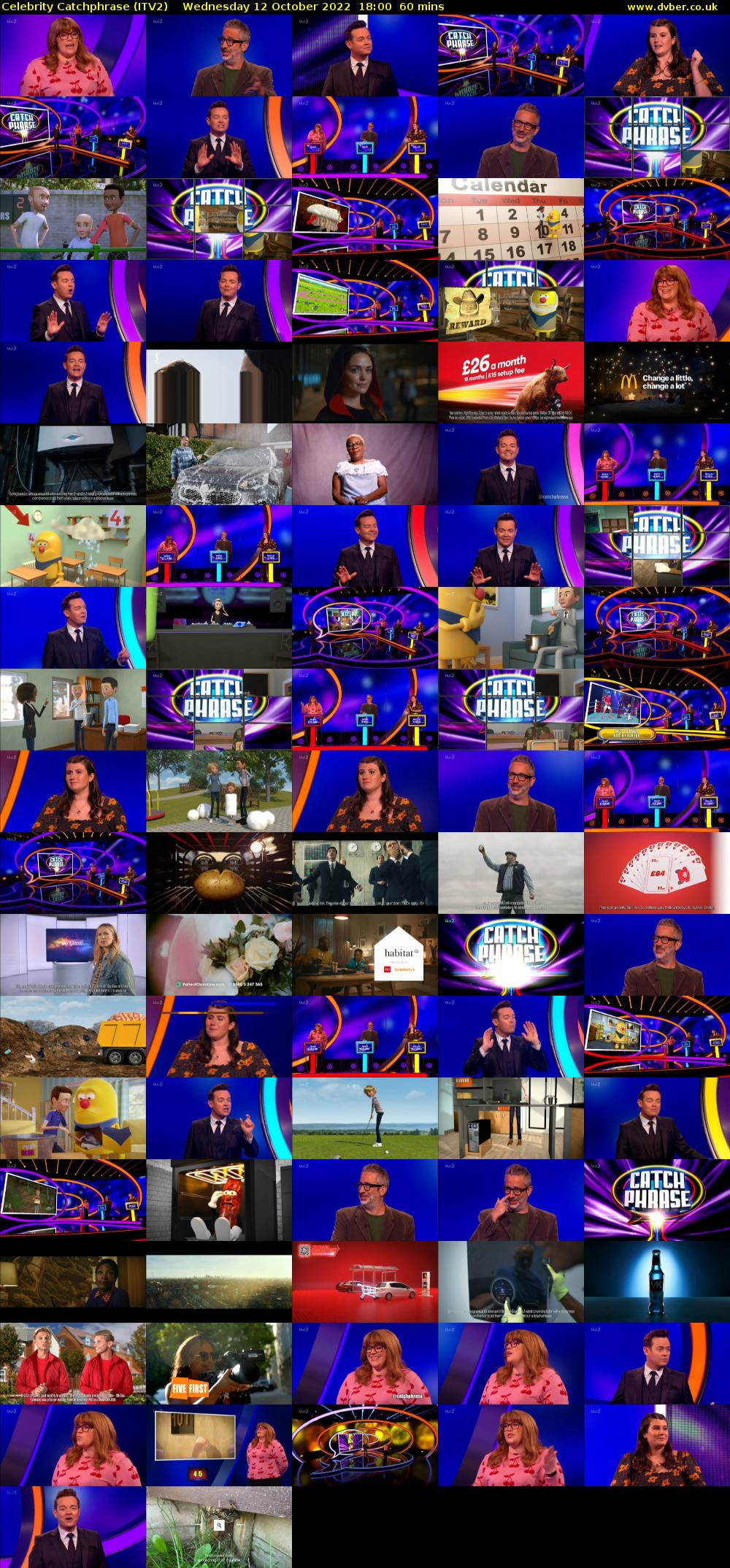 Celebrity Catchphrase (ITV2) Wednesday 12 October 2022 18:00 - 19:00