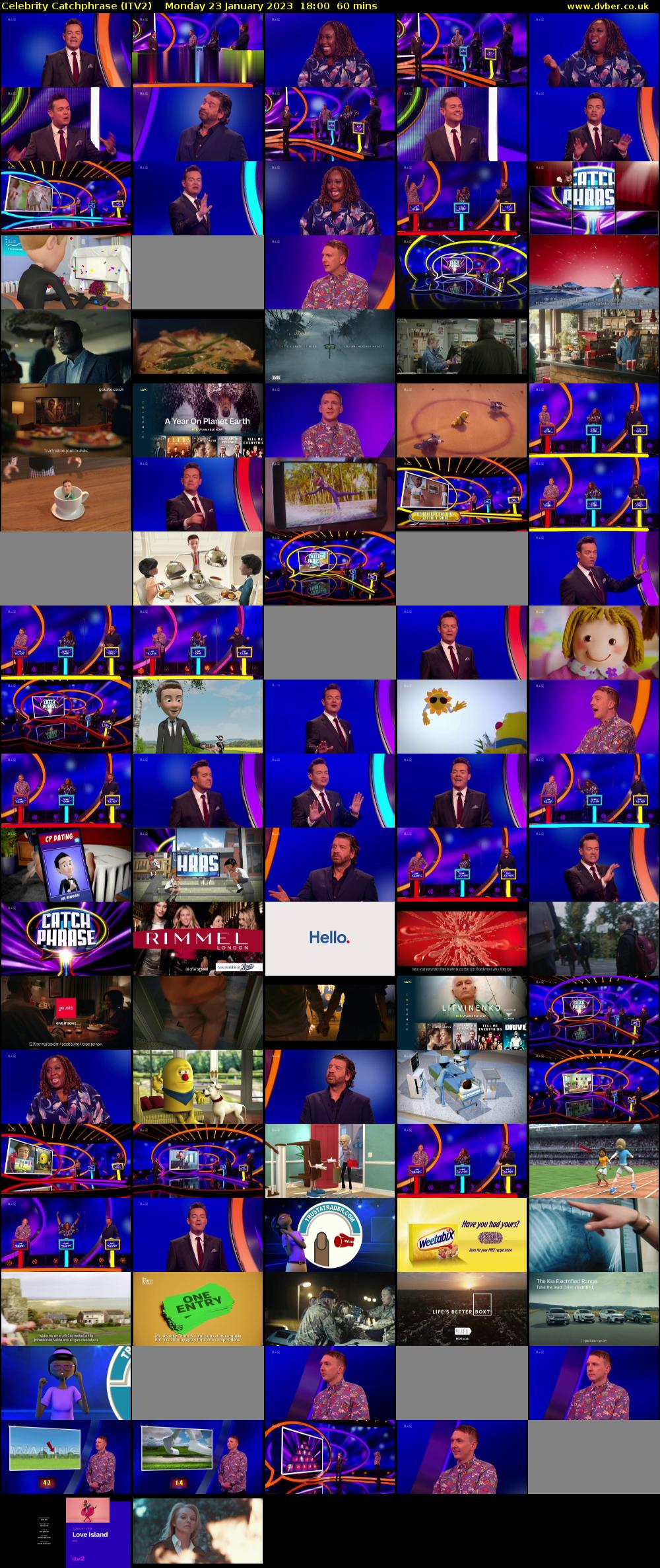 Celebrity Catchphrase (ITV2) Monday 23 January 2023 18:00 - 19:00