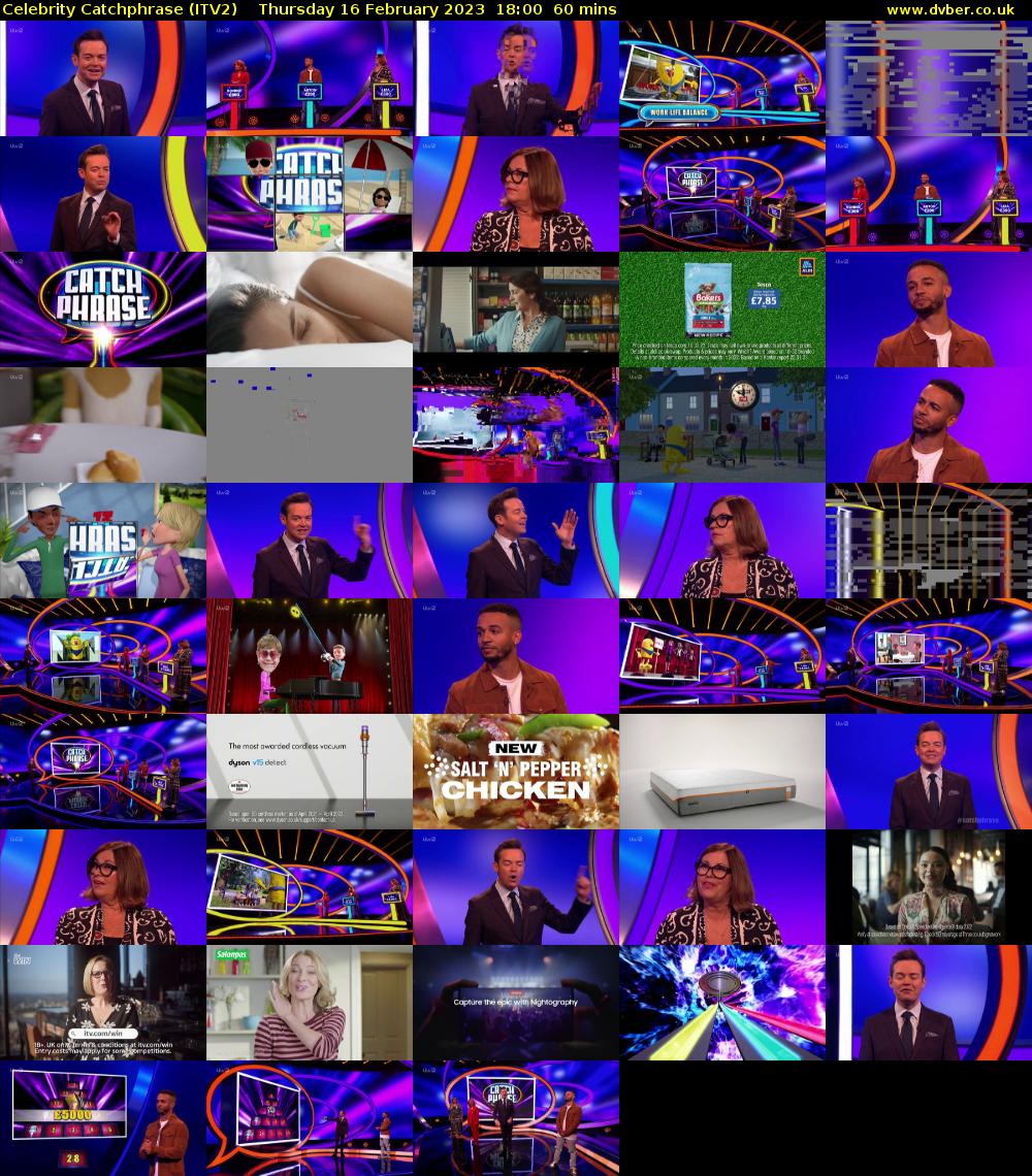 Celebrity Catchphrase (ITV2) Thursday 16 February 2023 18:00 - 19:00