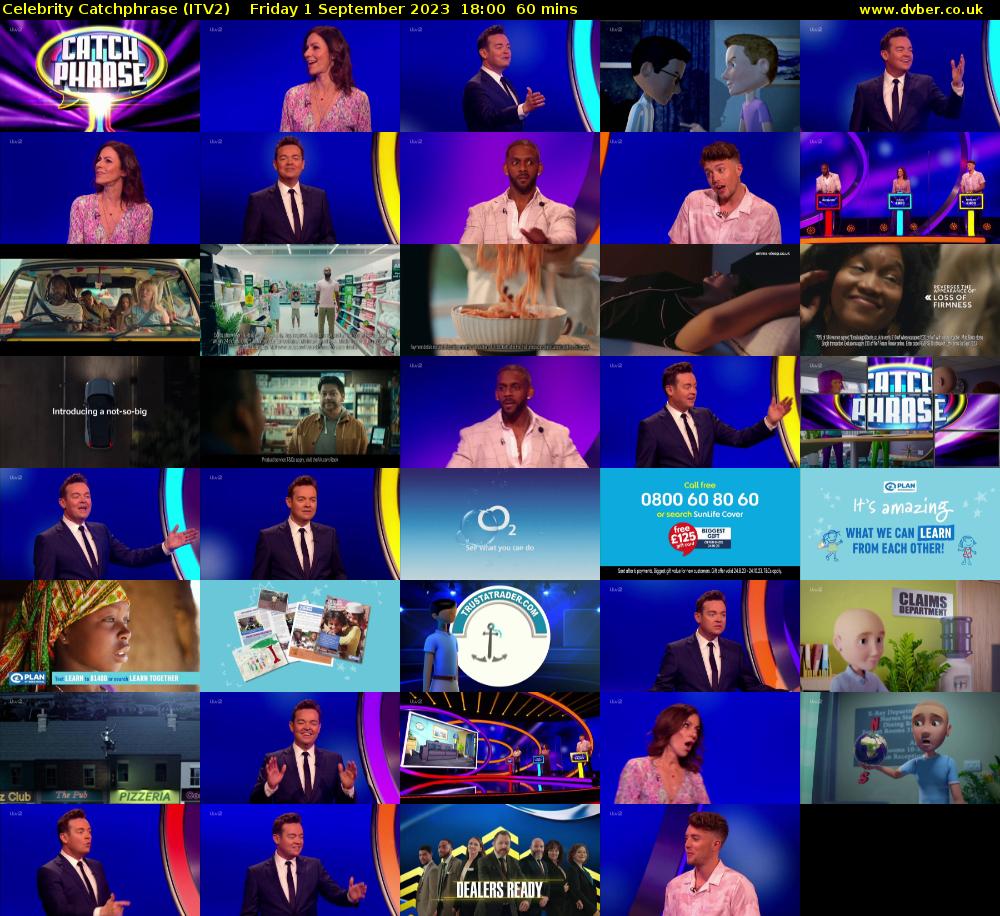 Celebrity Catchphrase (ITV2) Friday 1 September 2023 18:00 - 19:00