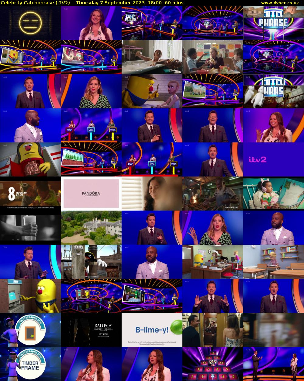 Celebrity Catchphrase (ITV2) Thursday 7 September 2023 18:00 - 19:00
