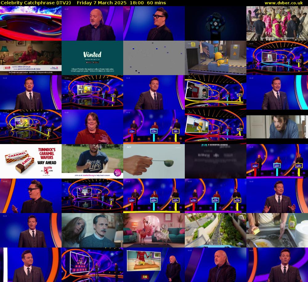 Celebrity Catchphrase (ITV2) Friday 7 March 2025 18:00 - 19:00