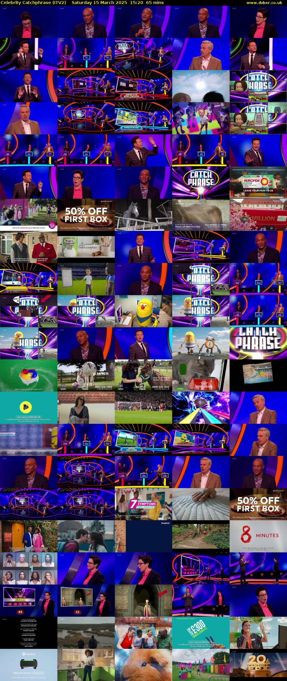 Celebrity Catchphrase (ITV2) Saturday 15 March 2025 15:20 - 16:25