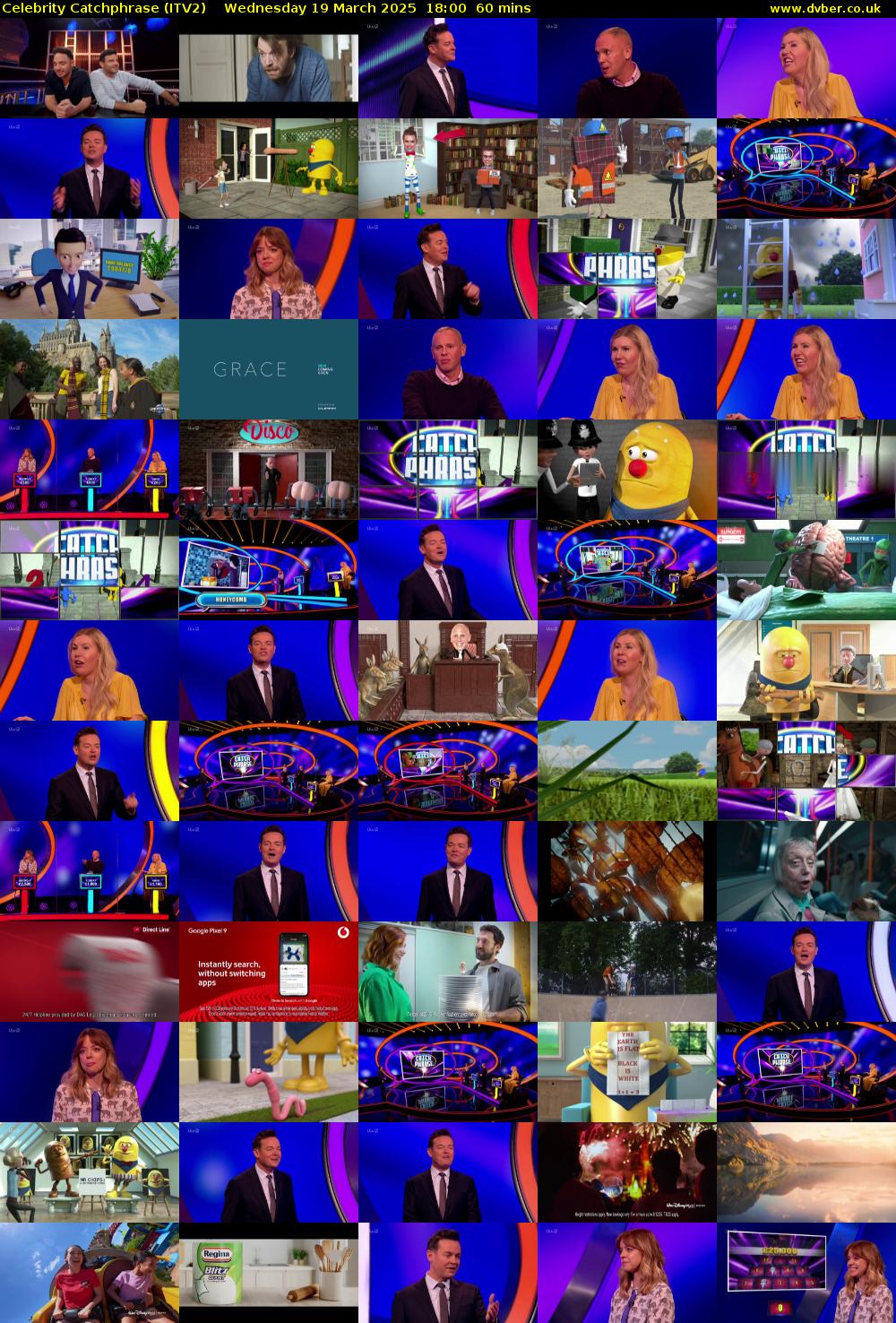 Celebrity Catchphrase (ITV2) Wednesday 19 March 2025 18:00 - 19:00