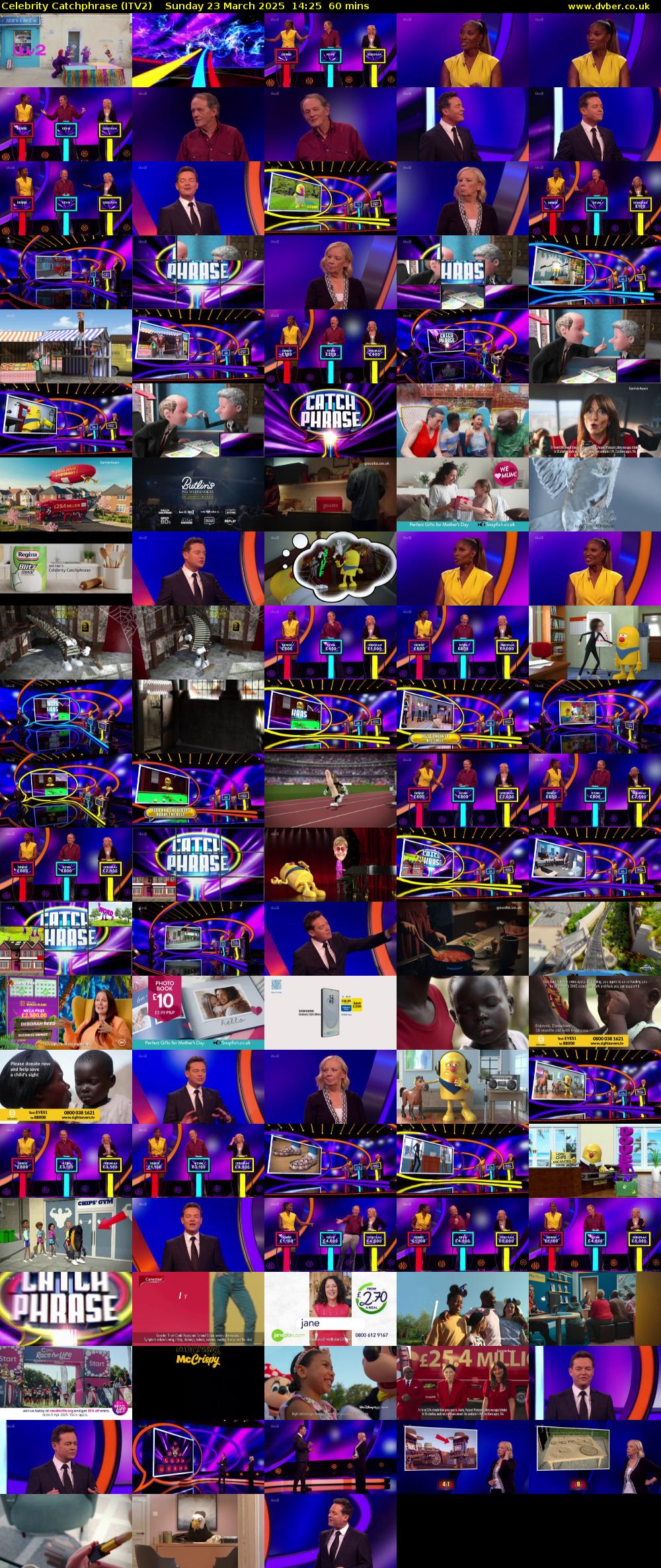Celebrity Catchphrase (ITV2) Sunday 23 March 2025 14:25 - 15:25
