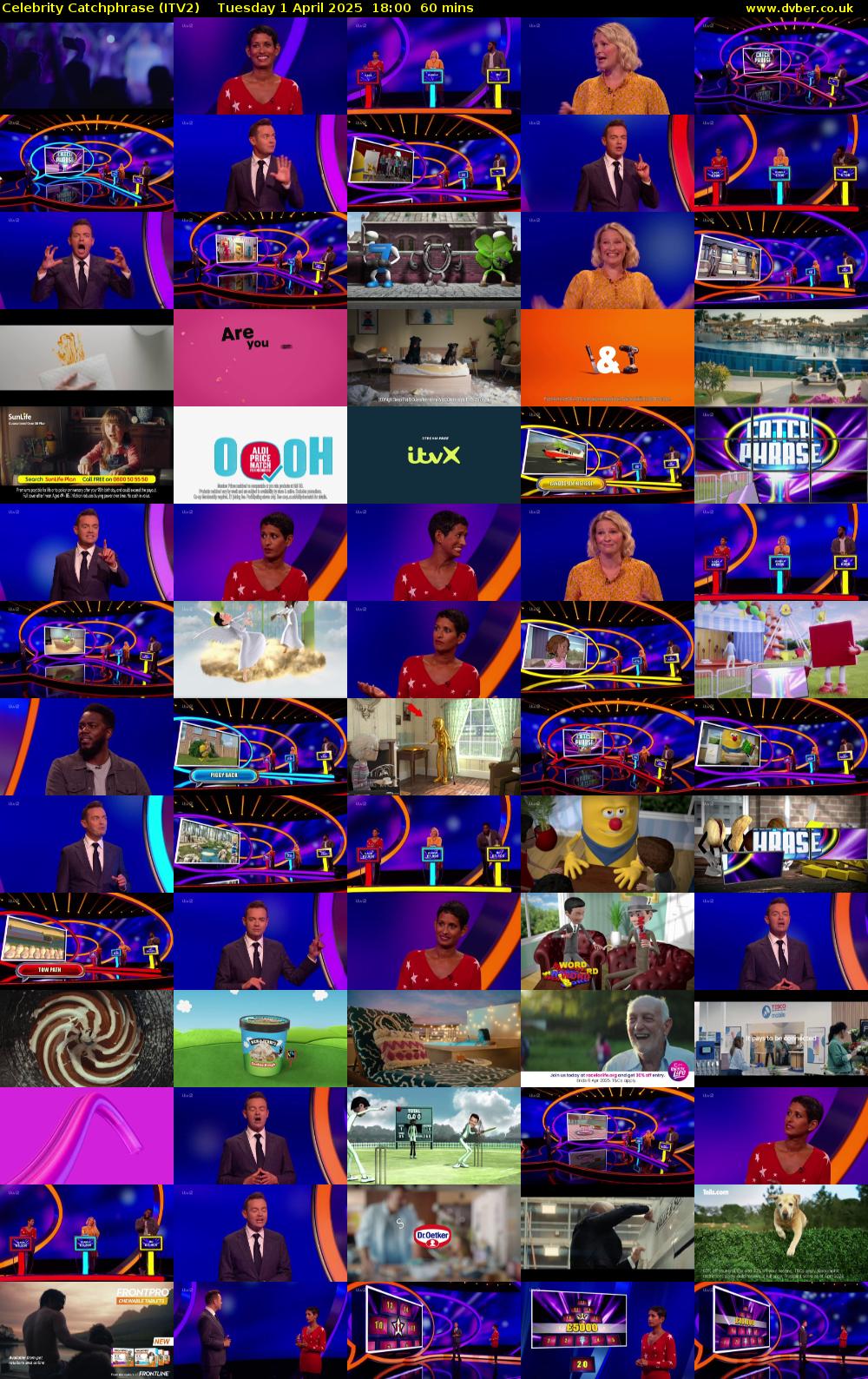 Celebrity Catchphrase (ITV2) Tuesday 1 April 2025 18:00 - 19:00