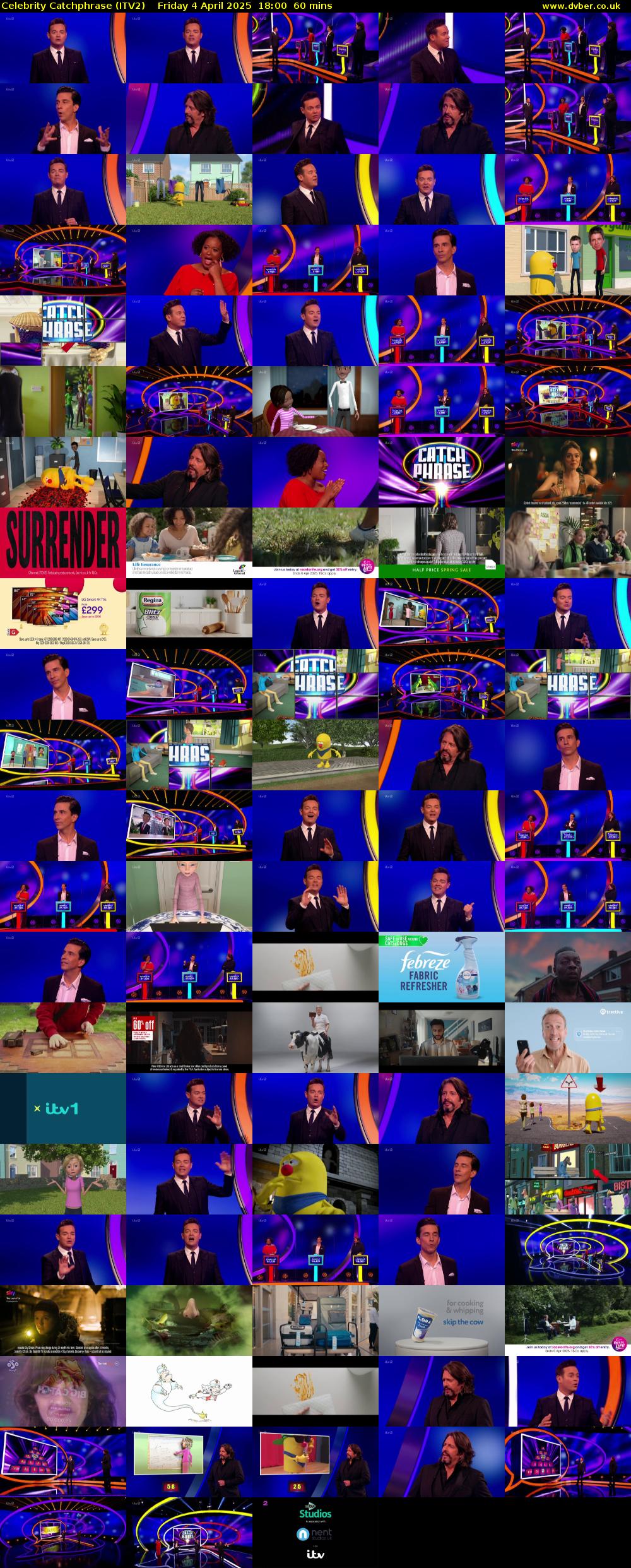 Celebrity Catchphrase (ITV2) Friday 4 April 2025 18:00 - 19:00