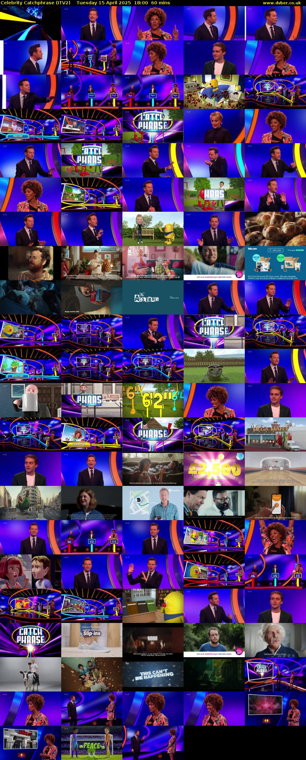 Celebrity Catchphrase (ITV2) Tuesday 15 April 2025 18:00 - 19:00